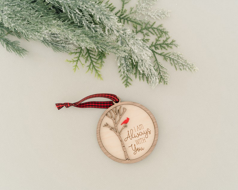 Cardinal Memorial Christmas Ornament, Personalized Sympathy Gift, Holiday Tree Ornament, Always With You, Thinking of You, Remembrance Gift image 8