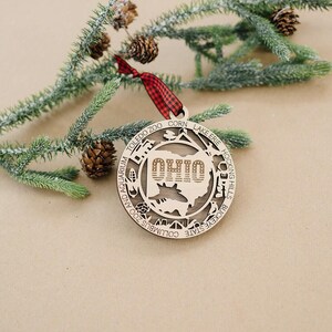 Ohio Christmas Ornament, Ohio State Tree Holiday Ornament, State Ornament, Buckeye Souvenir, Personalized Custom Gift