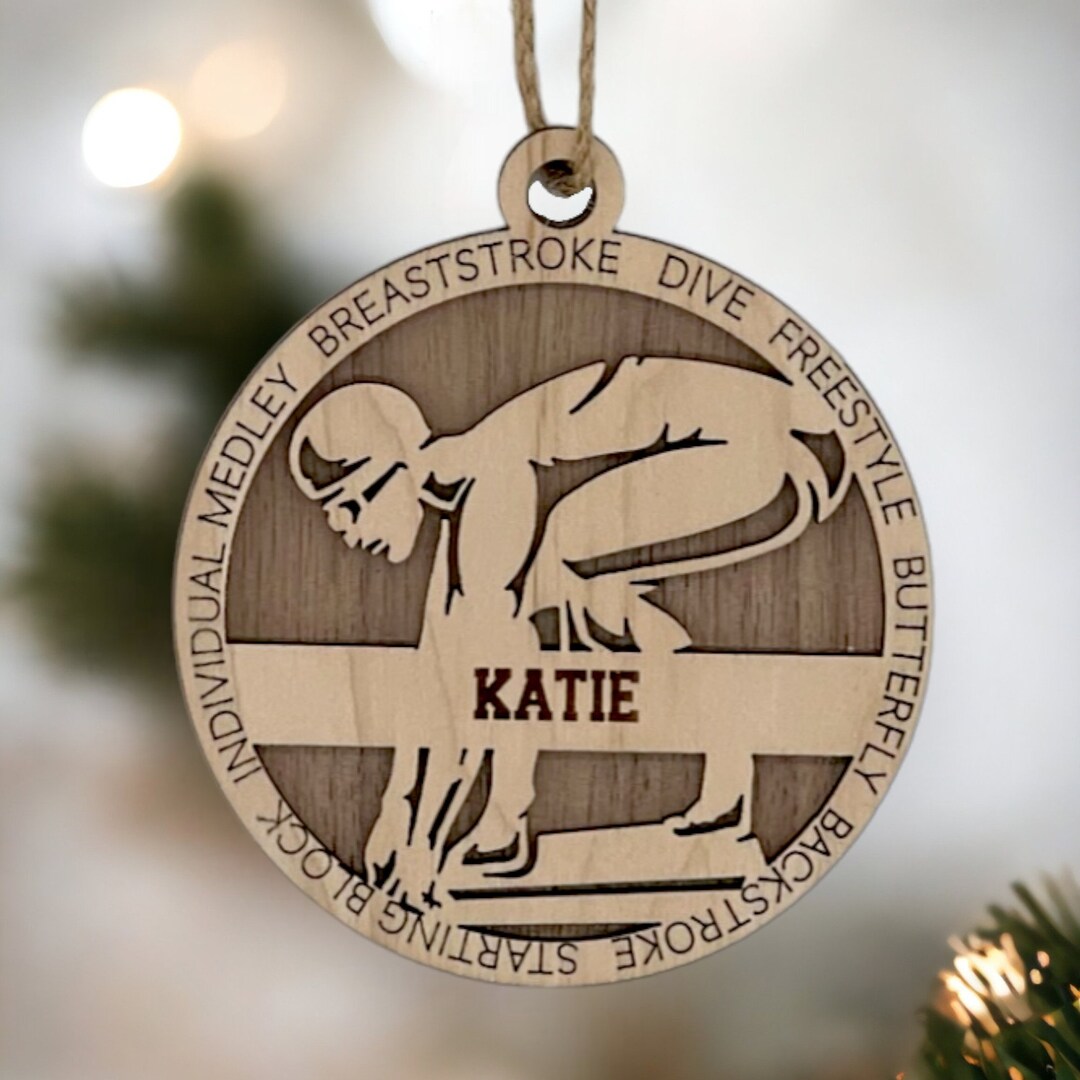 Personalized Girl Swimmer Ornament, Christmas Girl Swim Ornament, Just