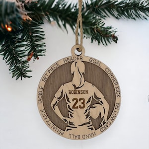 Personalized Girls Soccer Ornament, Soccer Christmas Ornament, Soccer Player Ornament, Custom High School Ornament, Team Gift, Coach Gift