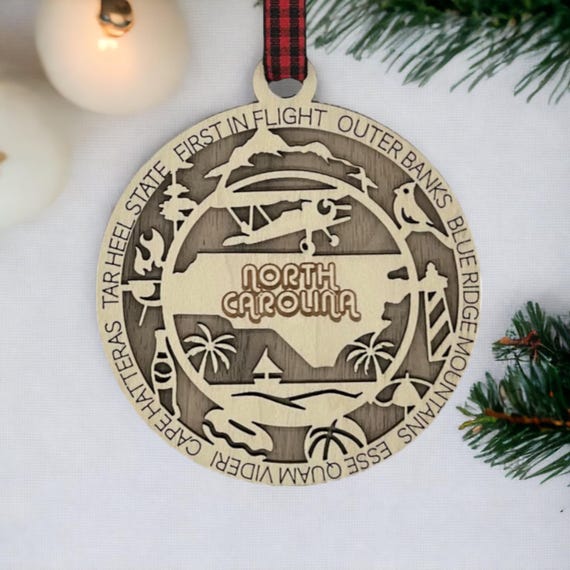 Ornament - Charlotte NC Skyline - Raw Wood Ornament Ornament - Charlotte NC Skyline - Raw Wood Ornament
