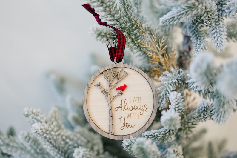 Cardinal Memorial Christmas Ornament, Personalized Sympathy Gift, Holiday Tree Ornament, Always With You, Thinking of You, Remembrance Gift image 5