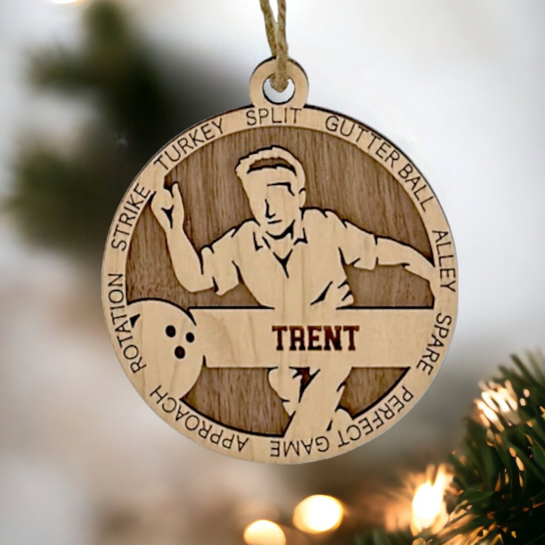 Personalized Men's Bowling Christmas Ornament, Bowling Ball Ornament