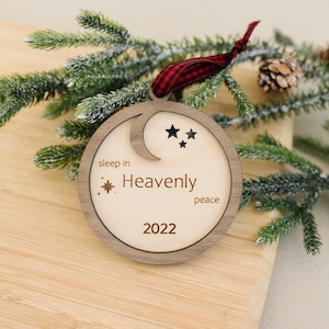 Sleep in Heavenly Peace Baby Memorial Ornament, Personalized Miscarrriage Keepsake, In Loving Memory, Custom Christmas Ornament