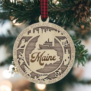 Maine State Ornament, Maine State Christmas Ornament, Custom Travel Keepsake, Portland Maine Holiday Tree Souvenir, Christmas Gift Ideas