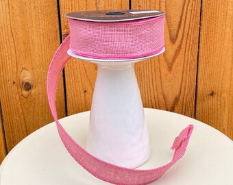 Light Pink Burlap Wired Ribbon - Farrisilk 1.5 Inch, 10 Yards