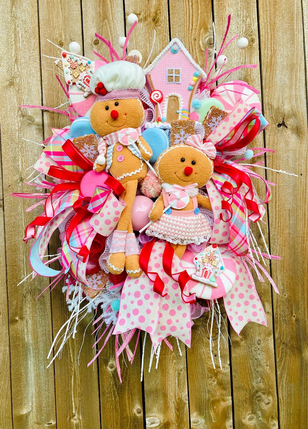 Christmas Gingerbread Wreath for Front Door, Christmas Candy Decor ...