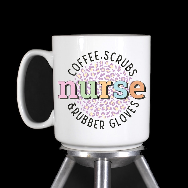 Coffee Scrubs Rubber Gloves Nurse - Personalized Coffee Mugs & Water Bottles (Dishwasher Microwave Safe Mugs) Handmade To Order by MugsDaley