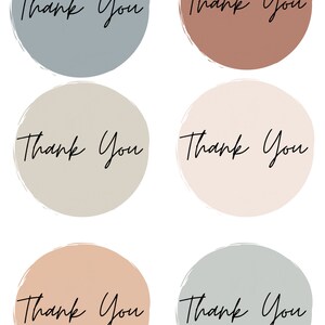 Boho Thank You Sticker PNG for Small Businesses 3 by 3 inches 6 different Colors With Transparent Option image 1