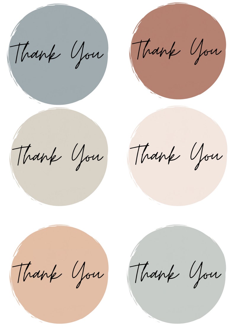 Boho Thank You Sticker PNG for Small Businesses 3 by 3 inches 6 different Colors With Transparent Option image 1