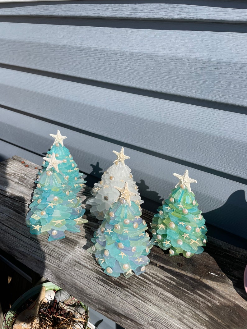 Small Sea Glass Christmas Tree in a Coastal Mix Approximately - Etsy