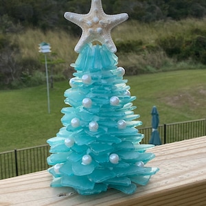 Medium turquoise sea glass tree for Christmas!