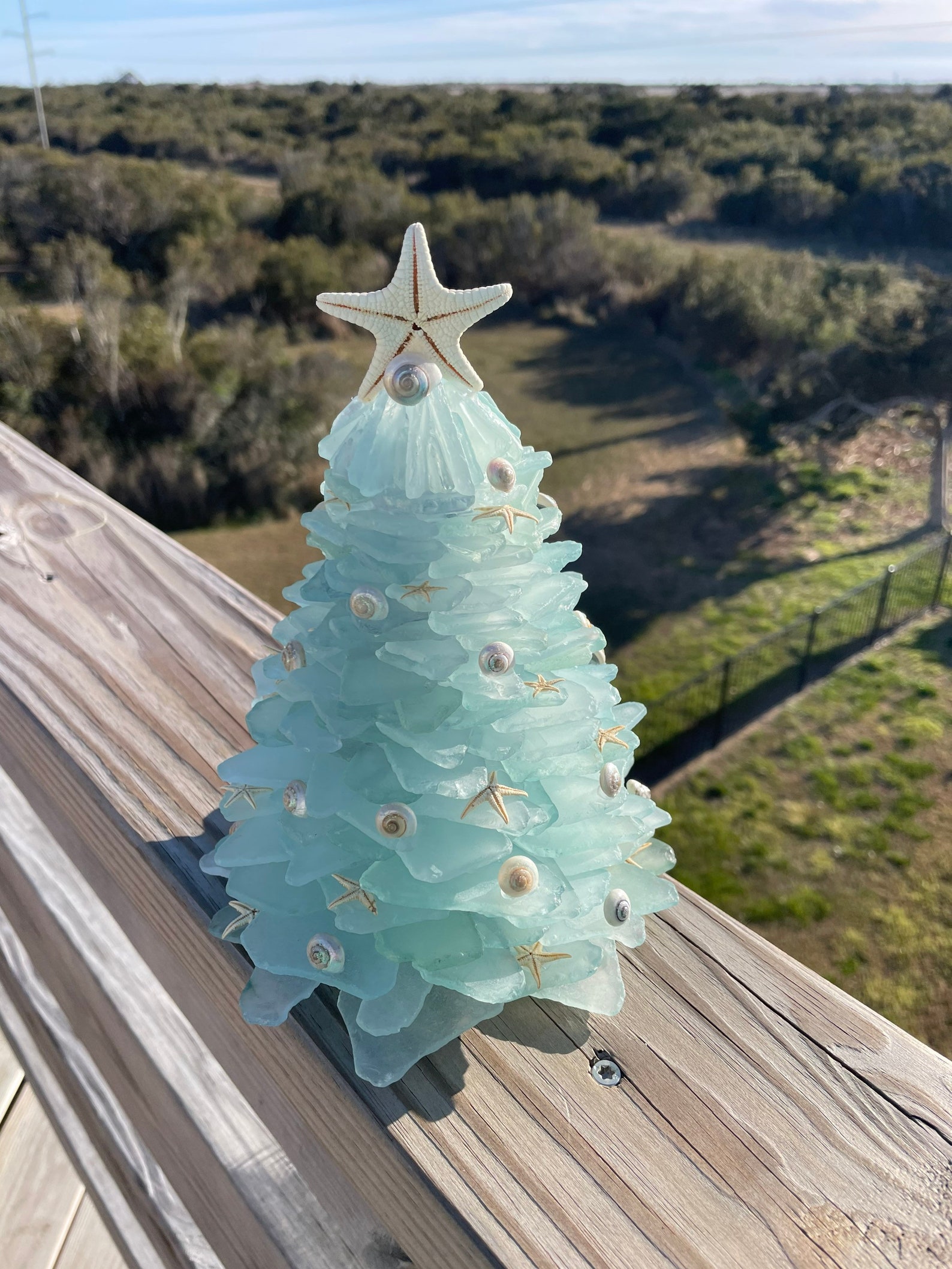 Seaglass Christmas Tree in a Overcast Sky Blue Etsy