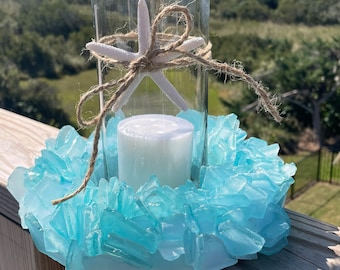 Seaglass candle holder