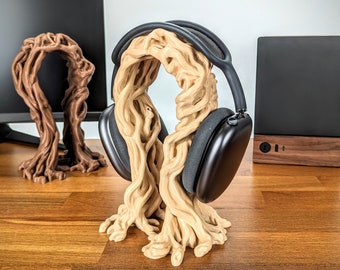 Wood Root Headphone Stand - Plastic Tree Roots Headset Holder - Natural Desk Organizer