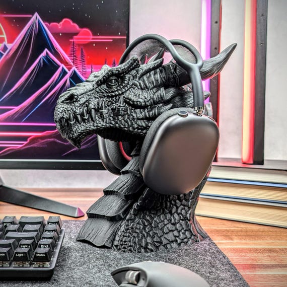 Dragon Headphone Stand, Dragon Bust, Dragon Headset Holder, Dragon Head Statue, Perfect Gamer Gift, Fantasy Gift