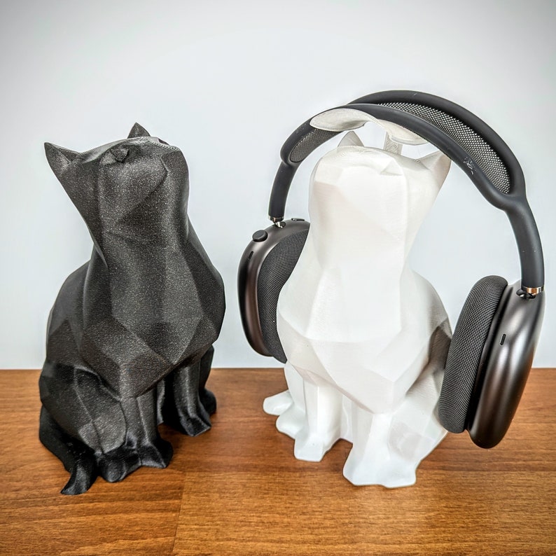 Cute Cat Headphone Stand Cat Headset Holder Kawaii Desk Decor Cat Sculpture image 2