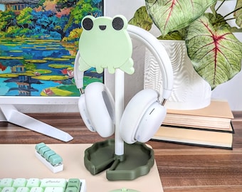 Frog Headphone Stand, Cute Headset Holder, Wall Mountable Headset Hanger, Headphone Stand Cute, Kawaii Desk Accessories, Kawaii Gaming Setup