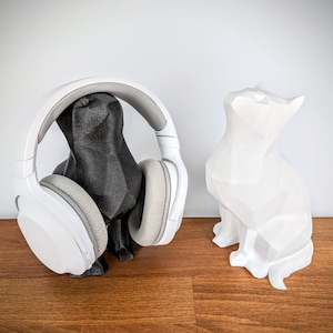 Cute Cat Headphone Stand Cat Headset Holder Kawaii Desk Decor Cat Sculpture image 5