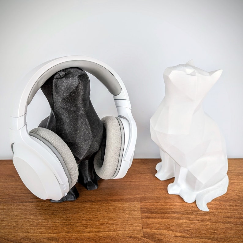 Cute Cat Headphone Stand Cat Headset Holder Kawaii Desk Decor Cat Sculpture image 5