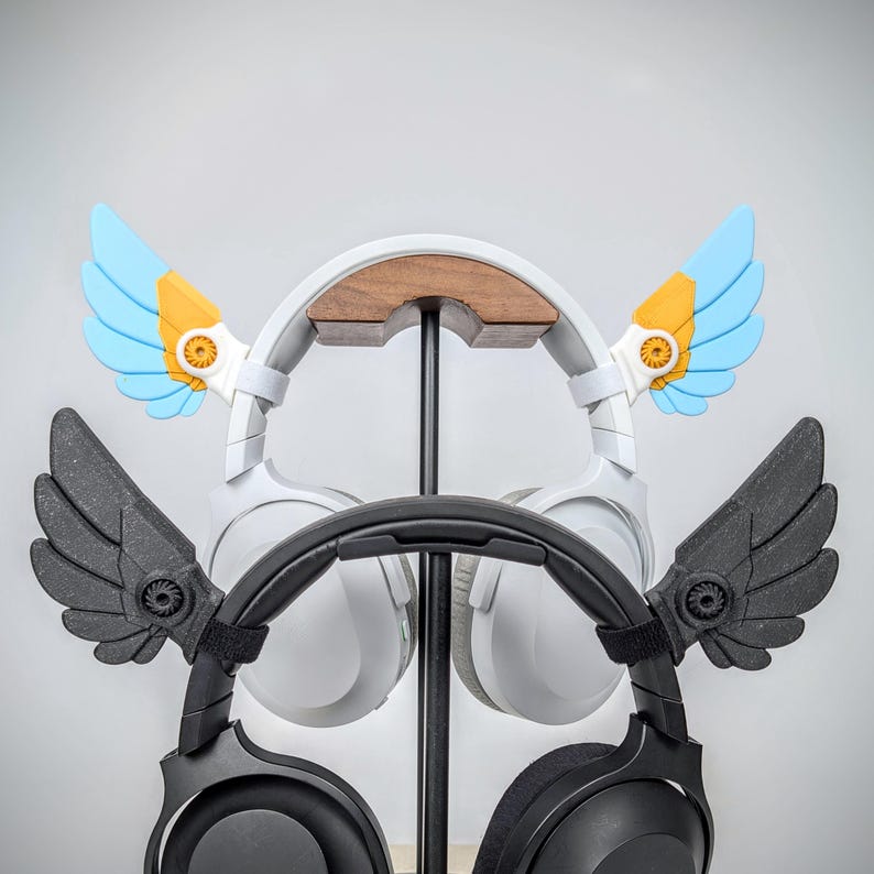 Mecha Angel Wings hörlurstillbehör, Anime headsetöron, Gaming och streaming hörlurshorn, Kawaii speltillbehör, Headsetvingar bild 6