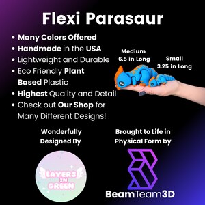 Dinosaur Fidget, Parasaur Articulating Flexi, Dinosaur Birthday Party, Party Favors, Toys for Kids, Desk Toy, Fidgets, Stim Toy, Cute Kawaii image 4
