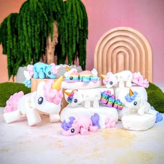 Unicorn Fidget Toy, Fidgets, Cute Kawaii Animal Fidgets, Unicorn Birthday Party Favors, Gifts for Girls, Unicorn Pink, Rainbow Unicorns