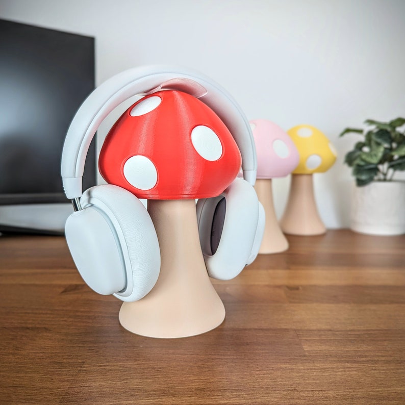 Mushroom Headphone Stand Kawaii Gamer Girl Headset Holder Cute Gaming Accessories Twitch Streaming image 1
