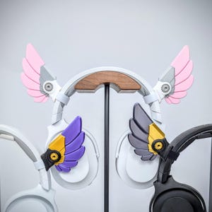 Mecha Angel Wings hörlurstillbehör, Anime headsetöron, Gaming och streaming hörlurshorn, Kawaii speltillbehör, Headsetvingar bild 3