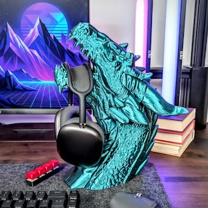 Dragon Bust Headphone Stand, Dragon Headset Holder, Gift for Him, Gamer Gift, Fantasy Gifts, Desk Accessories, Office Desk Decor image 7