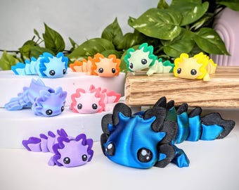 Axolotl Fidget Toy, Articulating Kawaii Desk Pet, Cute Desk Fidget Toys, Fidgets, Flexi Axolotl, Gift for Her, Sensory Toy, Gifts for Kids