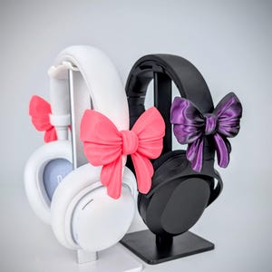 Bow Headphone Accessory, Cute Coquette Bows for Headsets, Headset Attachment, Anime Cosplay, Kawaii Gamer Gifts for Her, Gaming Desk Decor