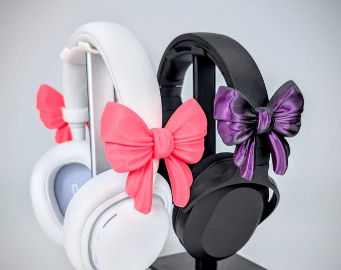 Bow Headphone Accessory, Cute Coquette Bows for Headsets, Headset Attachment, Anime Cosplay, Kawaii Gamer Gifts for Her, Gaming Desk Decor