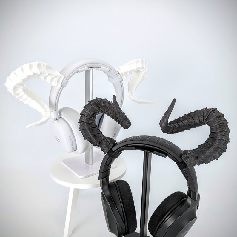 Tiefling Horns - Curved Ram Horns for Headphones - Headset Attachments - Beast Cosplay Accessory - Druid Horns Headband Horns