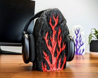 Horn Headphone Stand - Demon Fire Stone Gaming Accessories - Devil Headset Holder