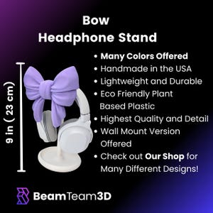 Bow Headphone Stand, Coquette Desk Decor, Gifts for Gamer Girls, Cute Office Aesthetic, Desk Accessories, Headset Holder, Cozy Gaming image 4