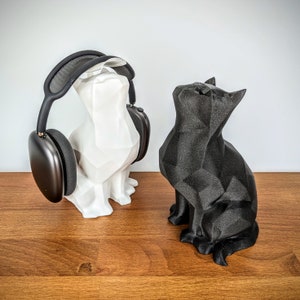 Cute Cat Headphone Stand Cat Headset Holder Kawaii Desk Decor Cat Sculpture image 8