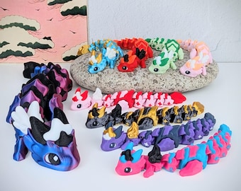 Winged Dragon Flexi Fidget, Articulating Dragon Fidget Toy, ADHD Desk Toys, Gifts for Her, ASMR Stress Relief, Stocking Stuffer