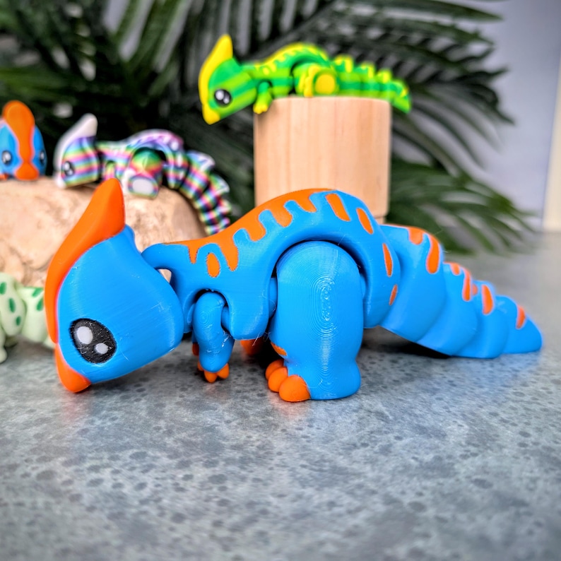 Dinosaur Fidget, Parasaur Articulating Flexi, Dinosaur Birthday Party, Party Favors, Toys for Kids, Desk Toy, Fidgets, Stim Toy, Cute Kawaii image 3