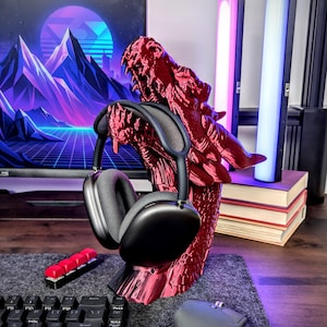 Dragon Bust Headphone Stand, Dragon Headset Holder, Gift for Him, Gamer Gift, Fantasy Gifts, Desk Accessories, Office Desk Decor image 4