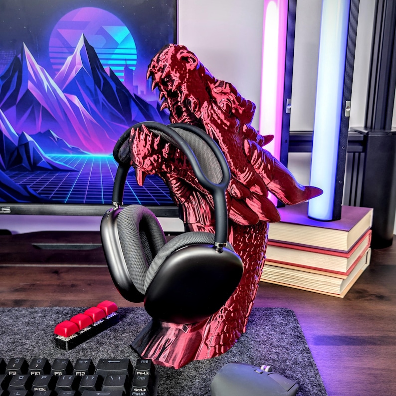 Dragon Bust Headphone Stand, Dragon Headset Holder, Gift for Him, Gamer Gift, Fantasy Gifts, Desk Accessories, Office Desk Decor image 4