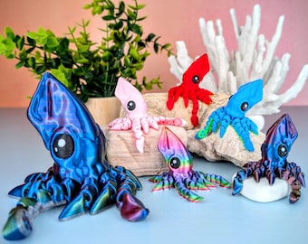 Squid Fidget Toys, Desk Pets, Octopus Articulating Toy, Kraken Tentacles Sensory Toys, Gifts for Him, ADHD Stim Toy, Easter Gift, Sea Animal