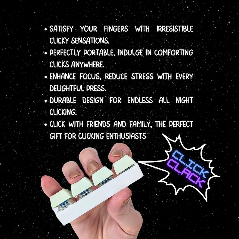 Keyboard Clicky Fidget Toy - 4 Keycaps Fidget - Mechanical Keyboard ASMR Keychain