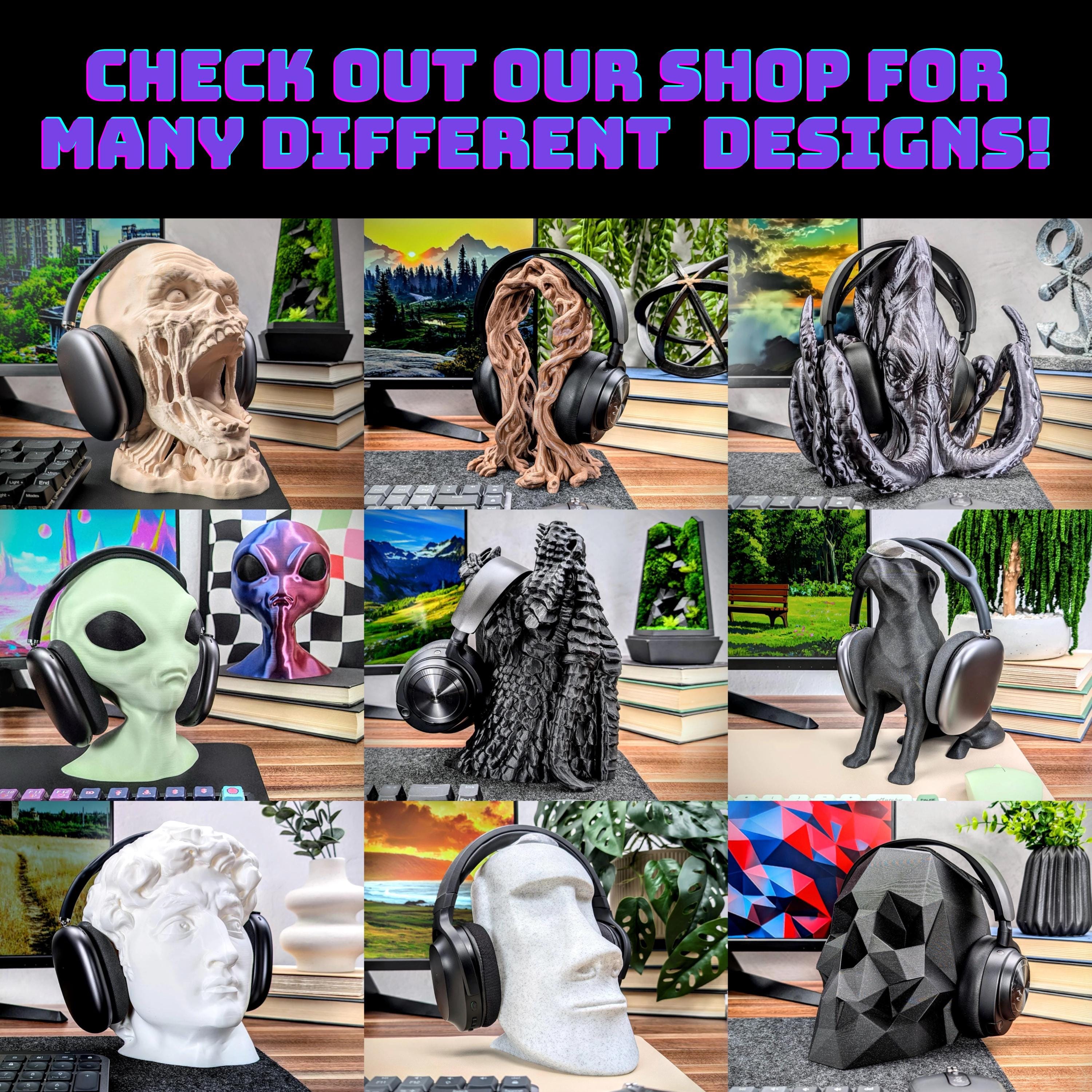 Zombie Head Headphone Stand - Bust Headset Holder - Horror Gamer Gift - Desk Decor