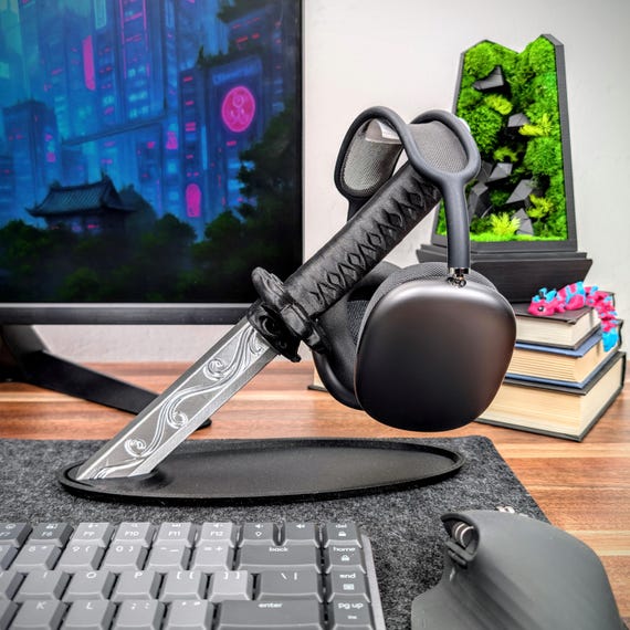 Sword Headphone Stand, Japanese Katana Swords, Headset Holder, Gamer Gift, Samurai Swords, Desk Accessories, Gaming Desk, Gifts for Him