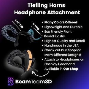 Tiefling Horns - Curved Ram Horns for Headphones - Headset Attachments - Beast Cosplay Accessory - Druid Horns Headband Horns image 4