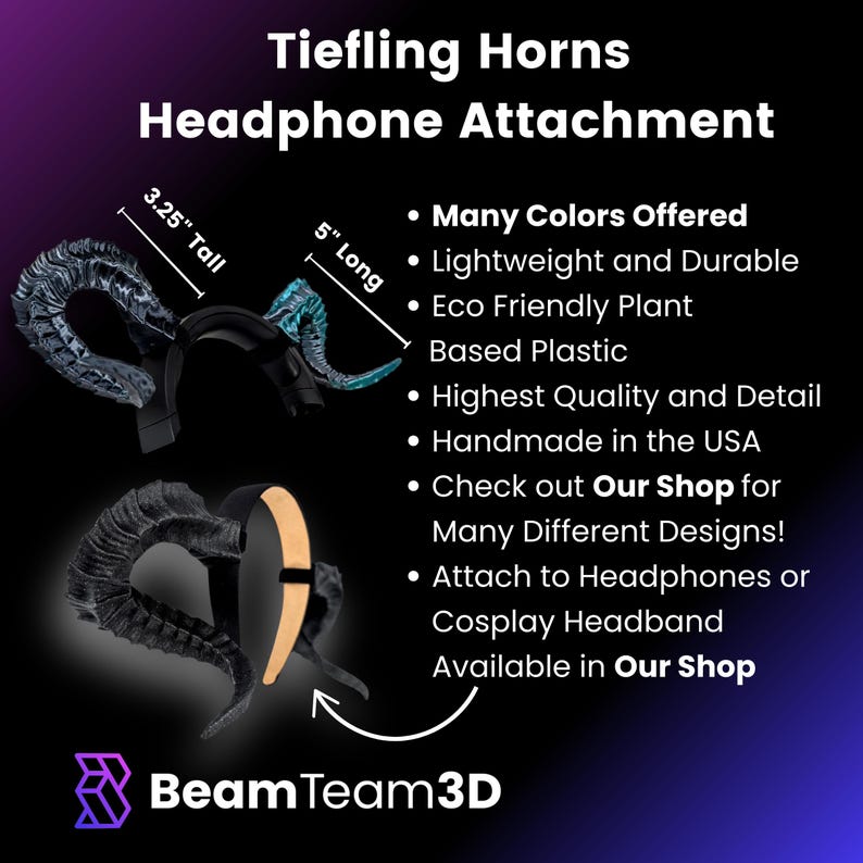 Tiefling Horns - Curved Ram Horns for Headphones - Headset Attachments - Beast Cosplay Accessory - Druid Horns Headband Horns image 4