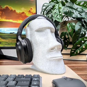 Moai Headphone Stand - Headset Holder - Sculpture Easter Island - Gaming Accessories