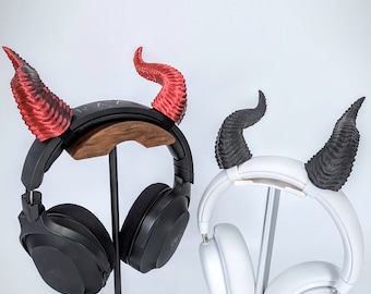 Cuernos para auriculares orientados hacia atrás - Diadema con cuernos - Cuernos texturizados para cosplay - Cuernos para auriculares