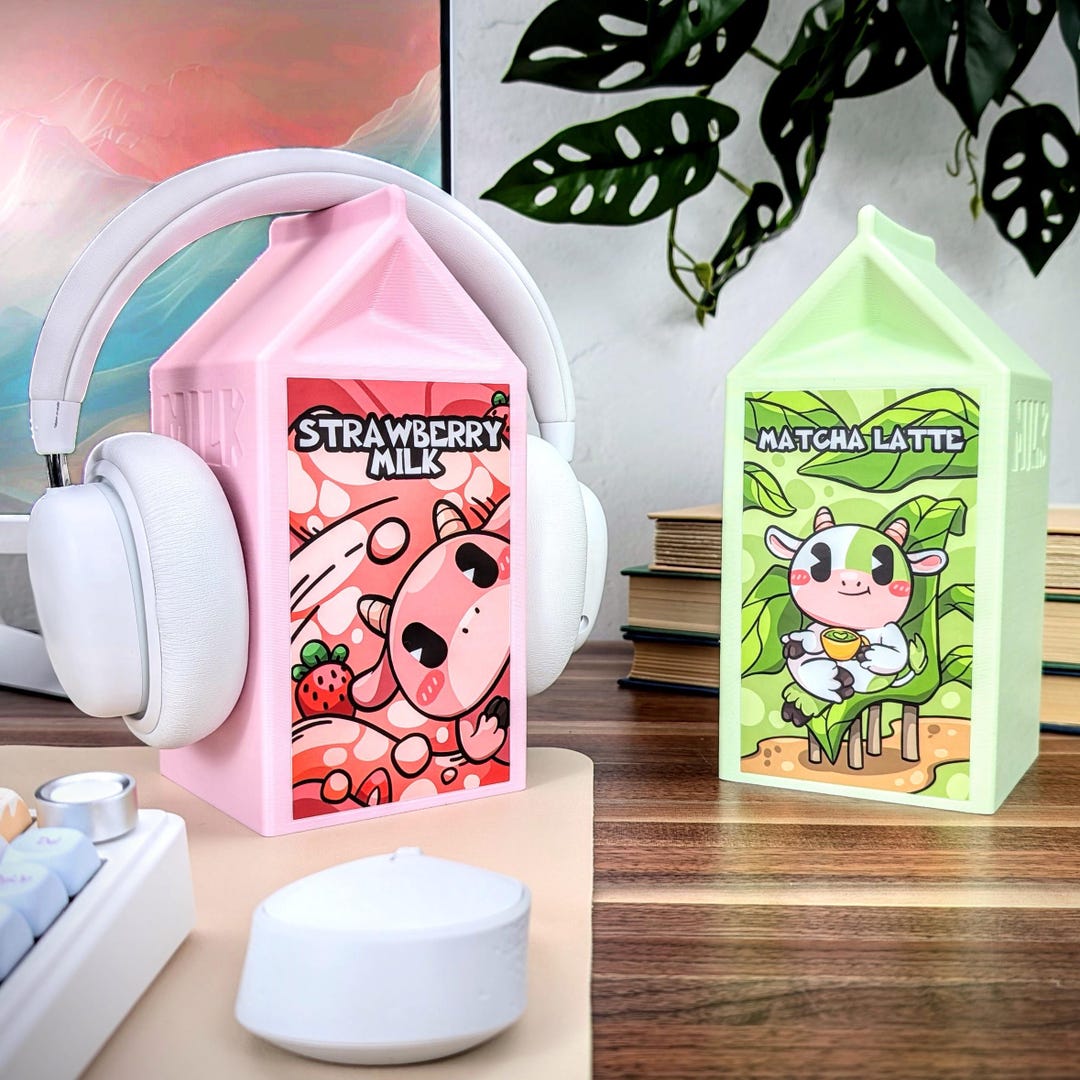 Buy Milk Carton Headphone Stand Kawaii Pink Desk Accessories Strawberry  Milk Headset Stand, Kawaii Room Decor, PC Desk Setup Online in India